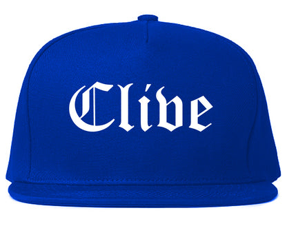 Clive Iowa IA Old English Mens Snapback Hat Royal Blue