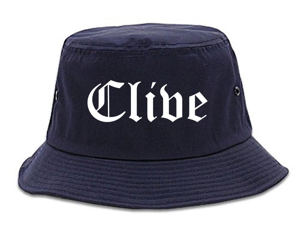 Clive Iowa IA Old English Mens Bucket Hat Navy Blue