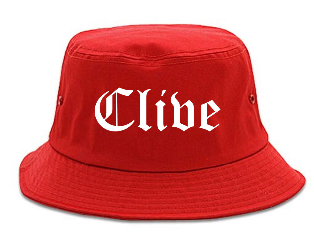 Clive Iowa IA Old English Mens Bucket Hat Red