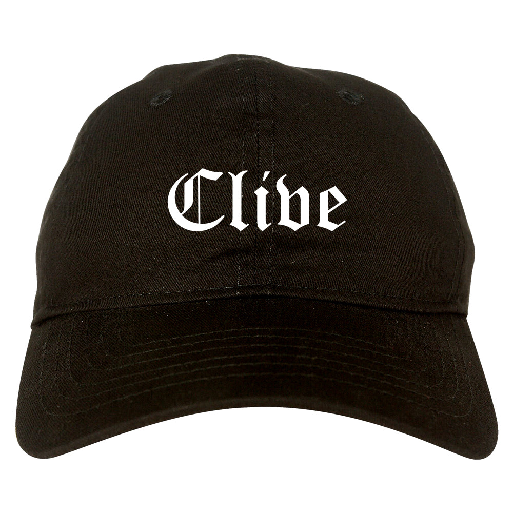 Clive Iowa IA Old English Mens Dad Hat Baseball Cap Black