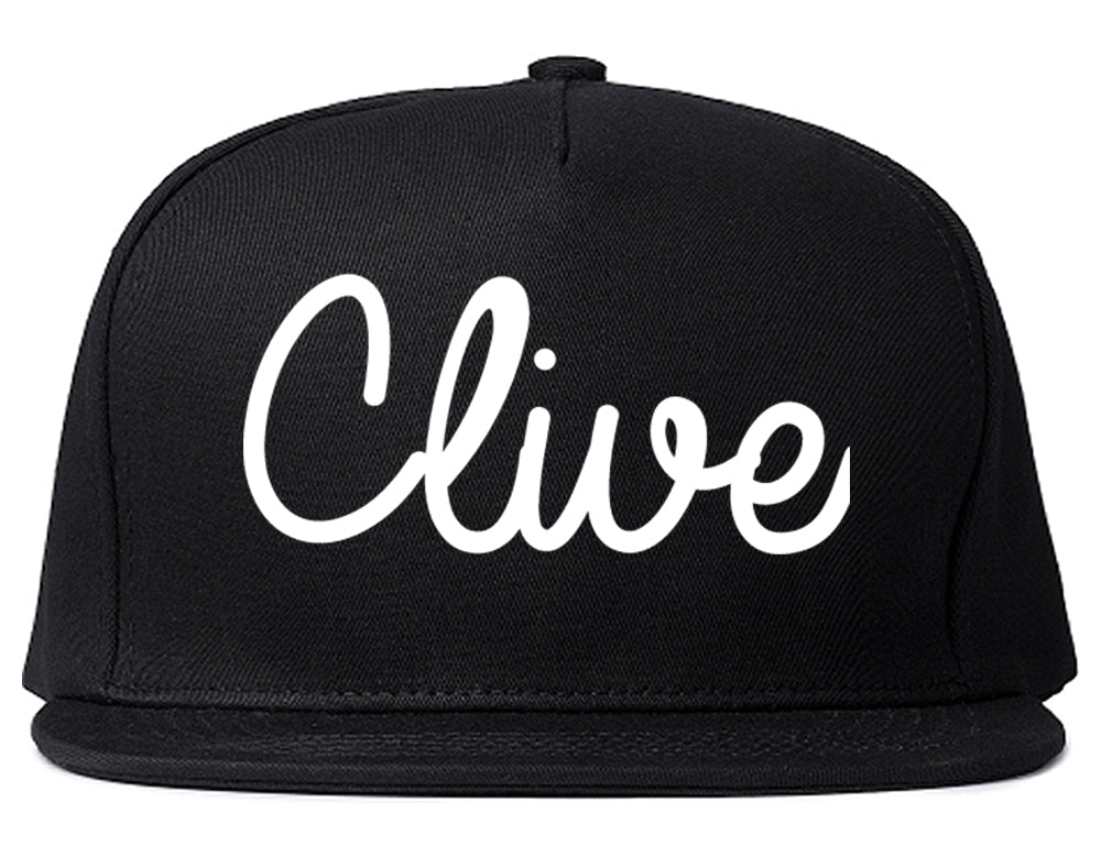 Clive Iowa IA Script Mens Snapback Hat Black