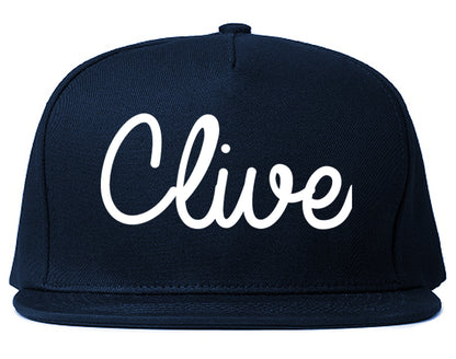 Clive Iowa IA Script Mens Snapback Hat Navy Blue