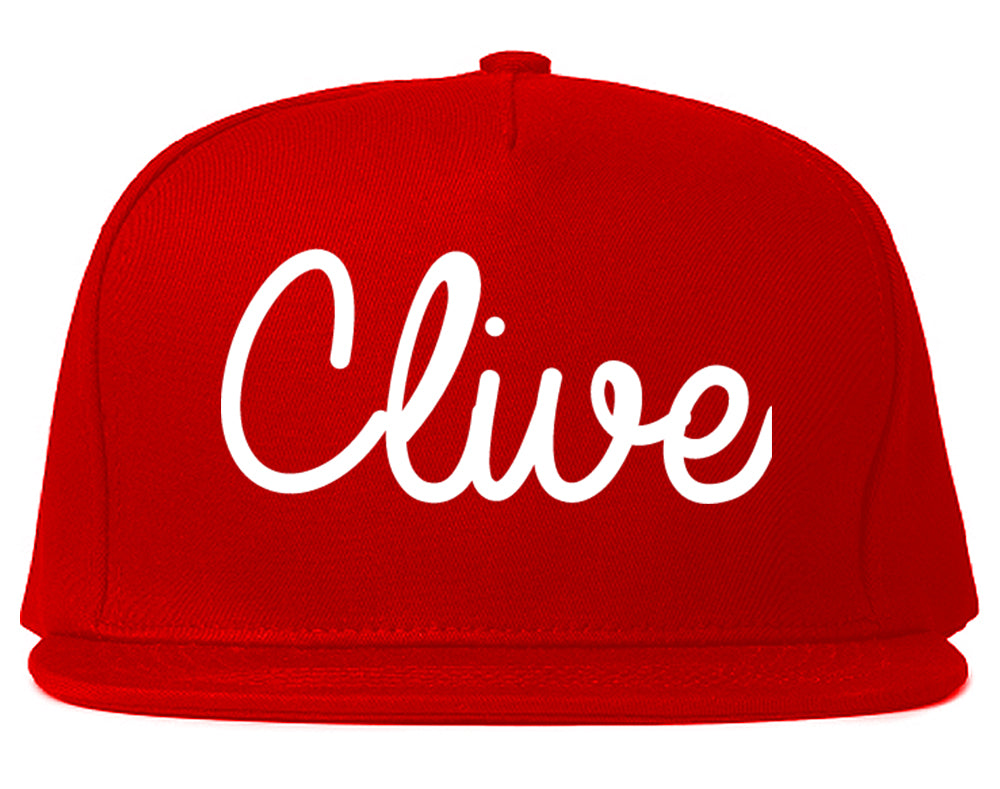 Clive Iowa IA Script Mens Snapback Hat Red