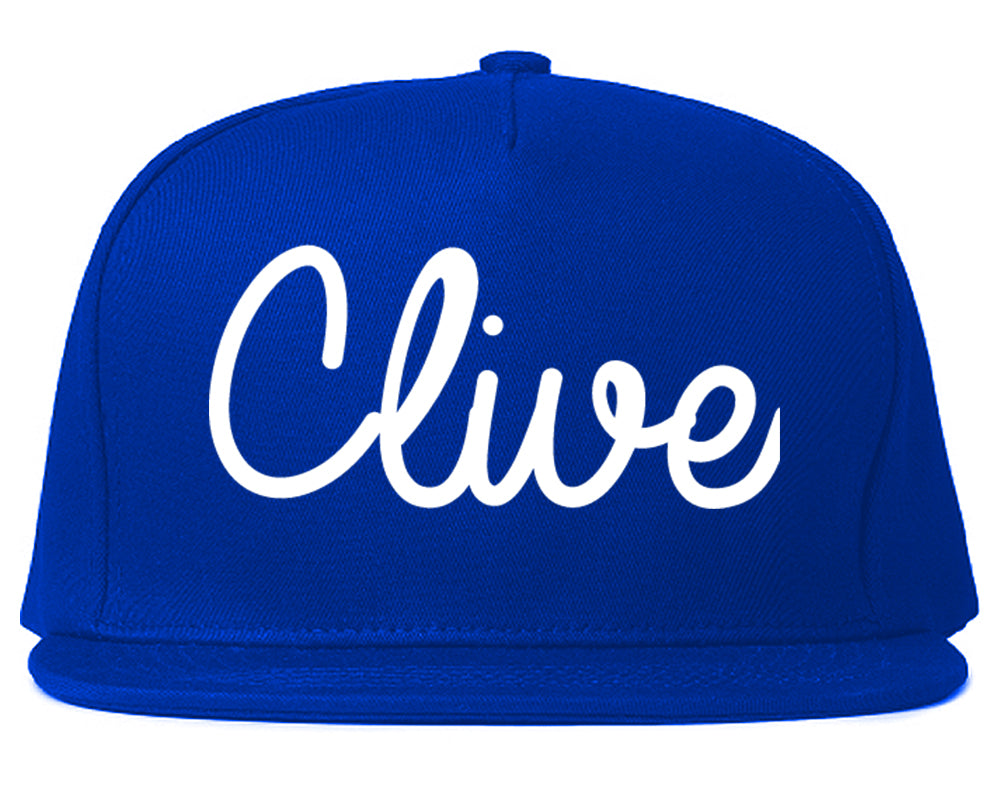 Clive Iowa IA Script Mens Snapback Hat Royal Blue