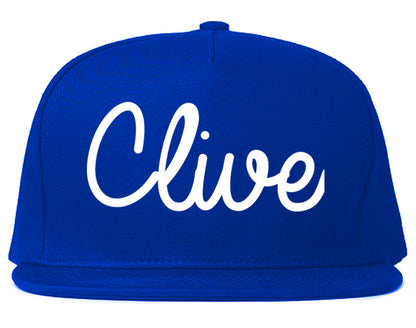 Clive Iowa IA Script Mens Snapback Hat Royal Blue