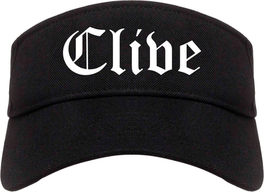 Clive Iowa IA Old English Mens Visor Cap Hat Black