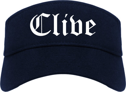 Clive Iowa IA Old English Mens Visor Cap Hat Navy Blue