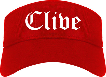 Clive Iowa IA Old English Mens Visor Cap Hat Red