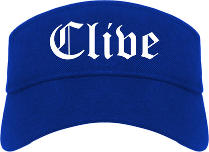 Clive Iowa IA Old English Mens Visor Cap Hat Royal Blue