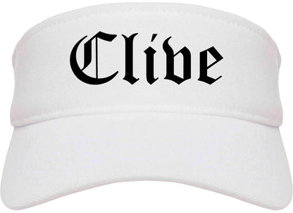Clive Iowa IA Old English Mens Visor Cap Hat White
