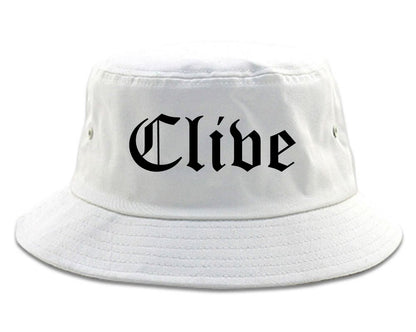Clive Iowa IA Old English Mens Bucket Hat White