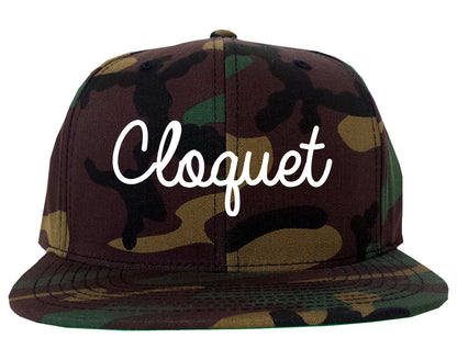 Cloquet Minnesota MN Script Mens Snapback Hat Army Camo