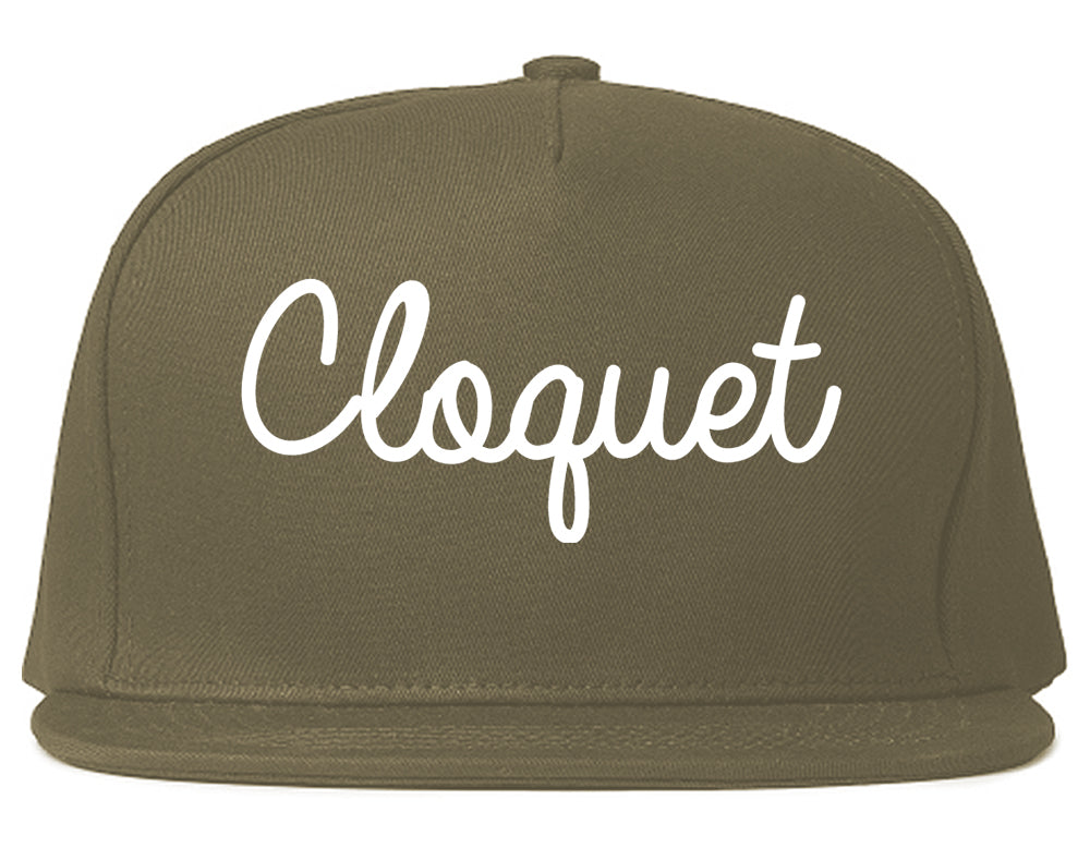 Cloquet Minnesota MN Script Mens Snapback Hat Grey