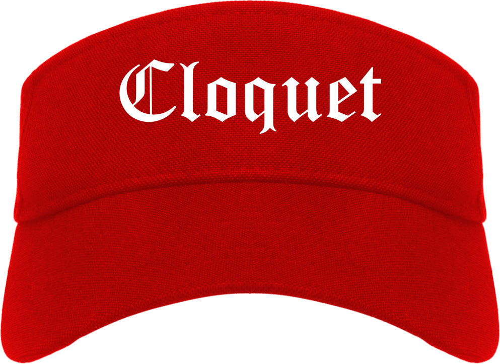 Cloquet Minnesota MN Old English Mens Visor Cap Hat Red