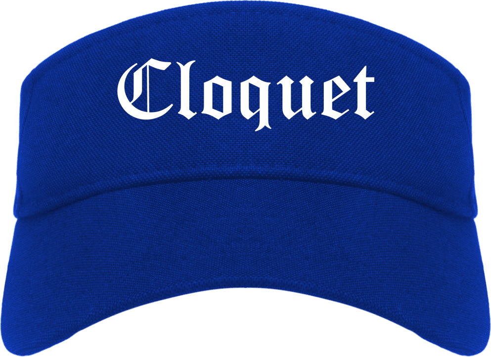 Cloquet Minnesota MN Old English Mens Visor Cap Hat Royal Blue