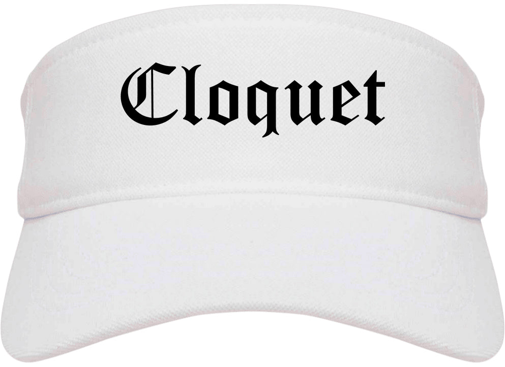 Cloquet Minnesota MN Old English Mens Visor Cap Hat White