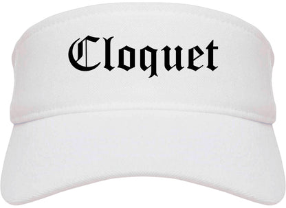 Cloquet Minnesota MN Old English Mens Visor Cap Hat White