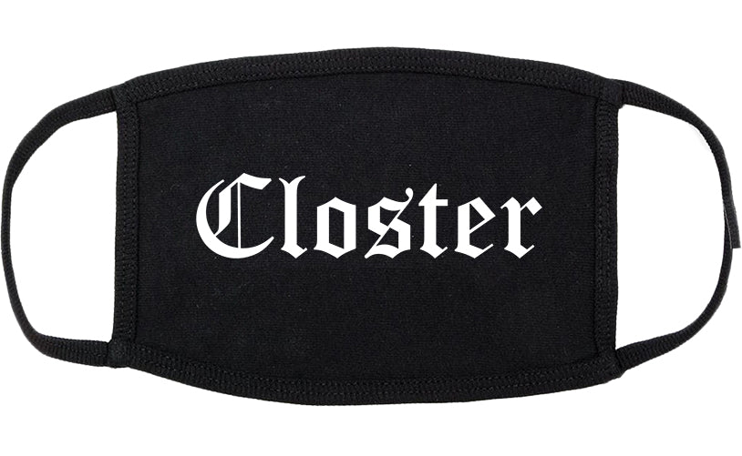 Closter New Jersey NJ Old English Cotton Face Mask Black