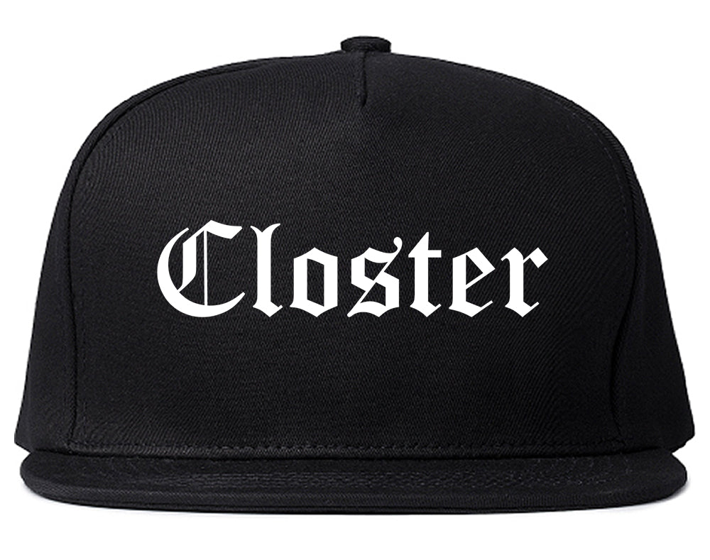 Closter New Jersey NJ Old English Mens Snapback Hat Black