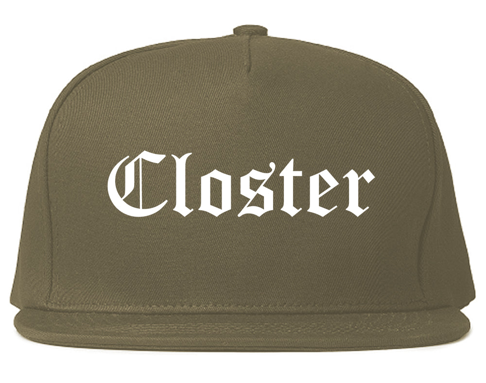 Closter New Jersey NJ Old English Mens Snapback Hat Grey