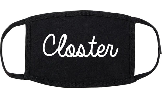 Closter New Jersey NJ Script Cotton Face Mask Black