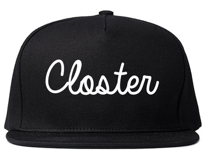 Closter New Jersey NJ Script Mens Snapback Hat Black