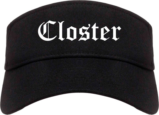 Closter New Jersey NJ Old English Mens Visor Cap Hat Black