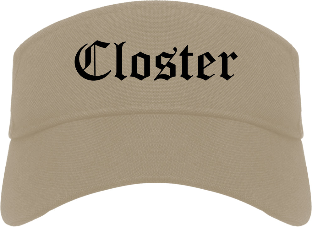 Closter New Jersey NJ Old English Mens Visor Cap Hat Khaki
