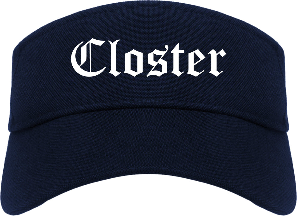 Closter New Jersey NJ Old English Mens Visor Cap Hat Navy Blue