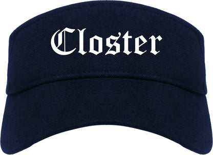 Closter New Jersey NJ Old English Mens Visor Cap Hat Navy Blue