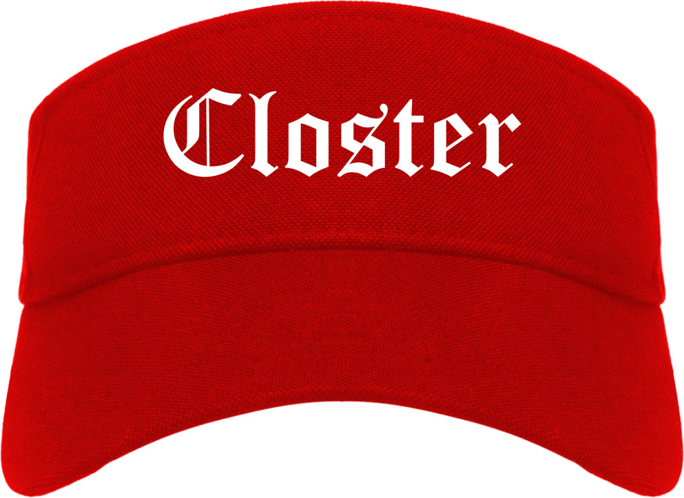 Closter New Jersey NJ Old English Mens Visor Cap Hat Red