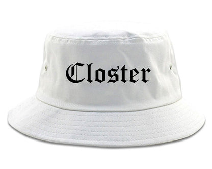 Closter New Jersey NJ Old English Mens Bucket Hat White