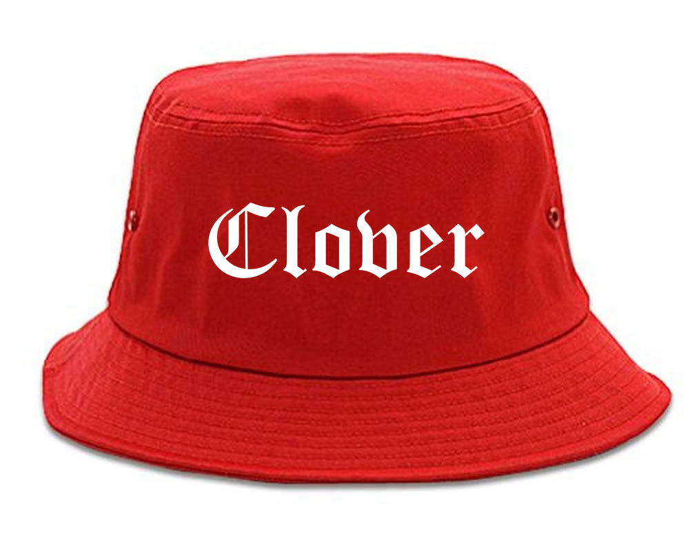Clover South Carolina SC Old English Mens Bucket Hat Red