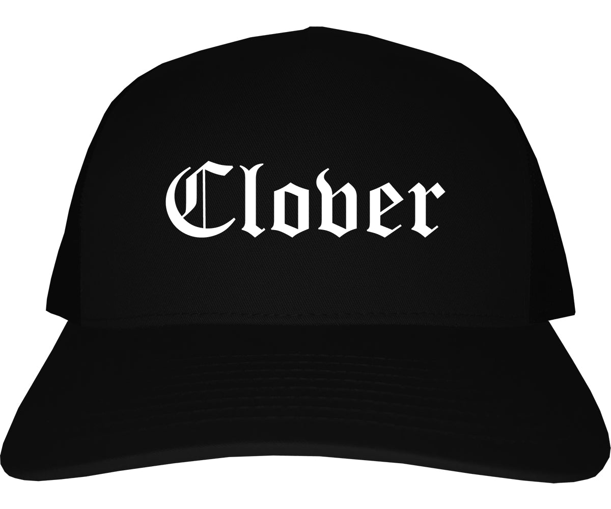 Clover South Carolina SC Old English Mens Trucker Hat Cap Black