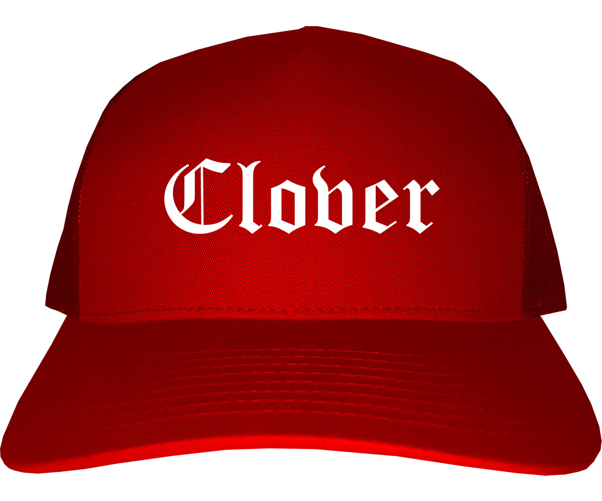 Clover South Carolina SC Old English Mens Trucker Hat Cap Red