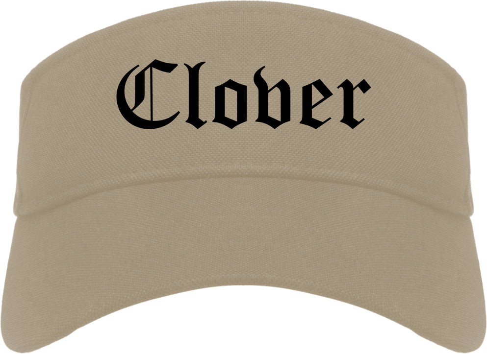 Clover South Carolina SC Old English Mens Visor Cap Hat Khaki