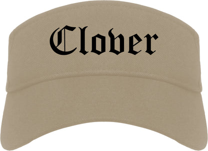 Clover South Carolina SC Old English Mens Visor Cap Hat Khaki