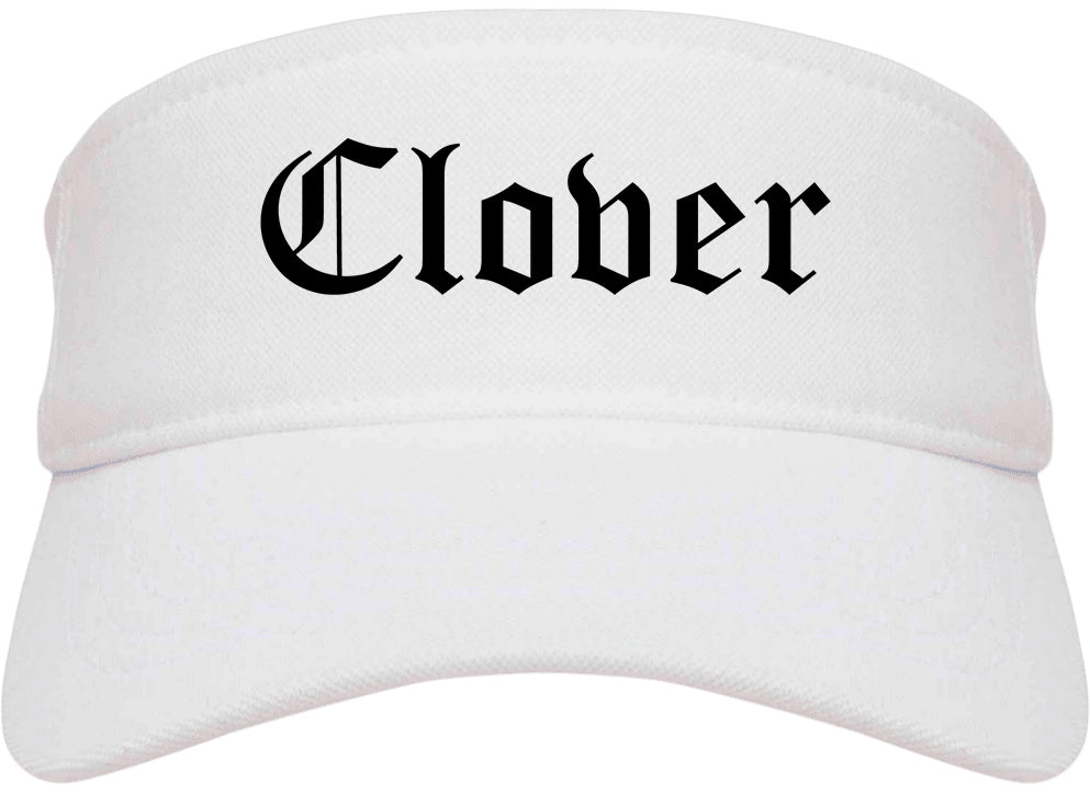 Clover South Carolina SC Old English Mens Visor Cap Hat White