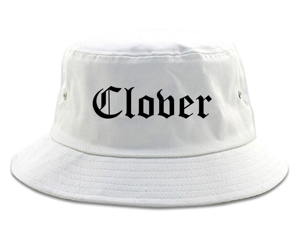 Clover South Carolina SC Old English Mens Bucket Hat White