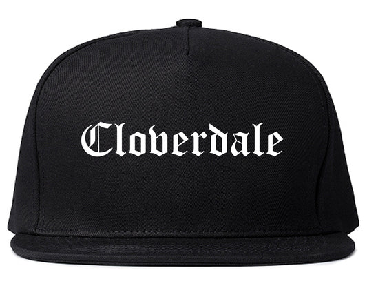 Cloverdale California CA Old English Mens Snapback Hat Black