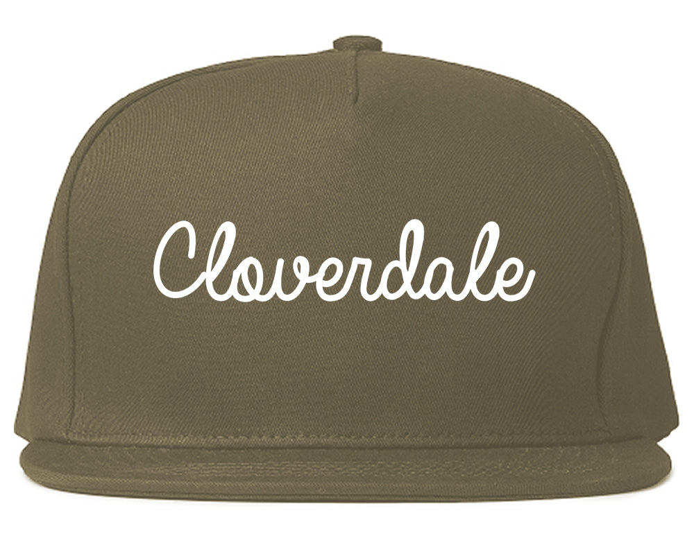 Cloverdale California CA Script Mens Snapback Hat Grey