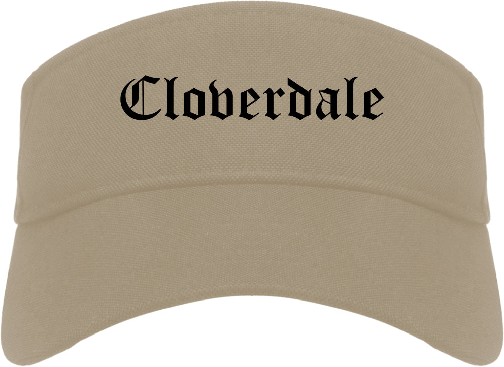 Cloverdale California CA Old English Mens Visor Cap Hat Khaki
