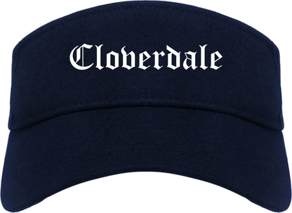 Cloverdale California CA Old English Mens Visor Cap Hat Navy Blue