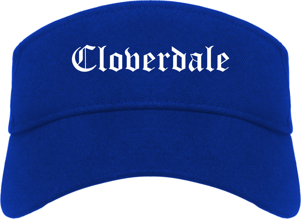Cloverdale California CA Old English Mens Visor Cap Hat Royal Blue