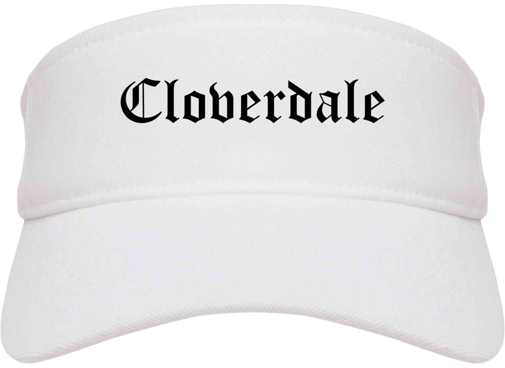 Cloverdale California CA Old English Mens Visor Cap Hat White