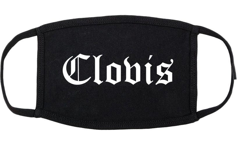 Clovis California CA Old English Cotton Face Mask Black