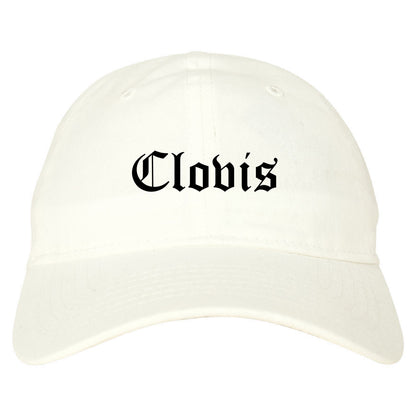 Clovis California CA Old English Mens Dad Hat Baseball Cap White