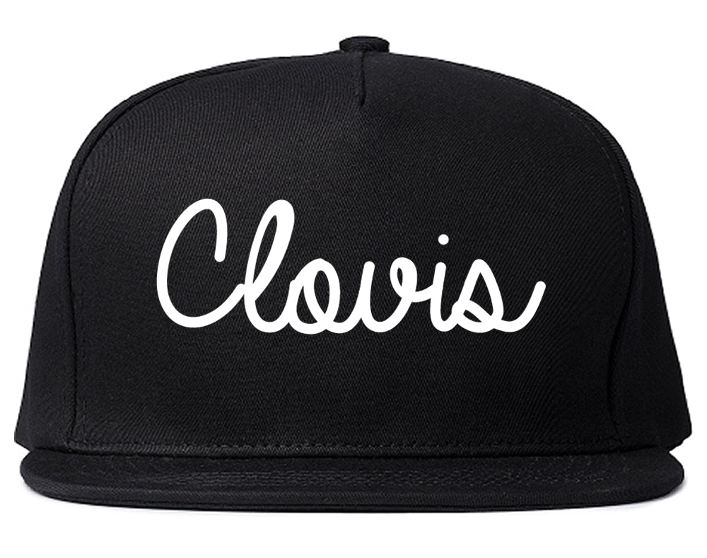 Clovis California CA Script Mens Snapback Hat Black