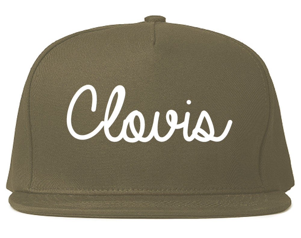 Clovis California CA Script Mens Snapback Hat Grey