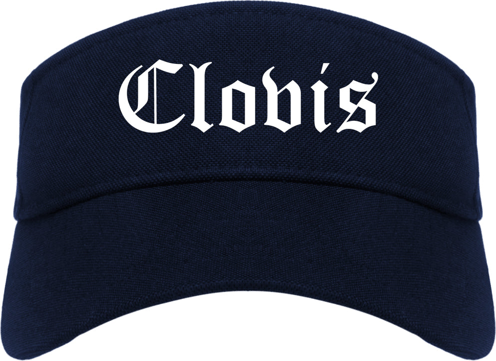 Clovis California CA Old English Mens Visor Cap Hat Navy Blue